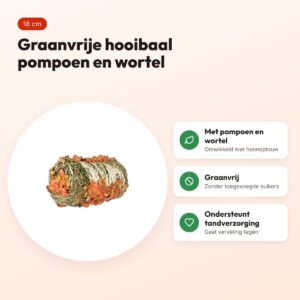 Trixie hooibaal pompoen en wortel 18 cm – graanvrije snack – voordelen