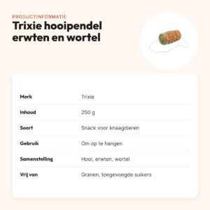 Trixie hooipendel erwten en wortel 250 g – snack voor knaagdieren – productinformatie