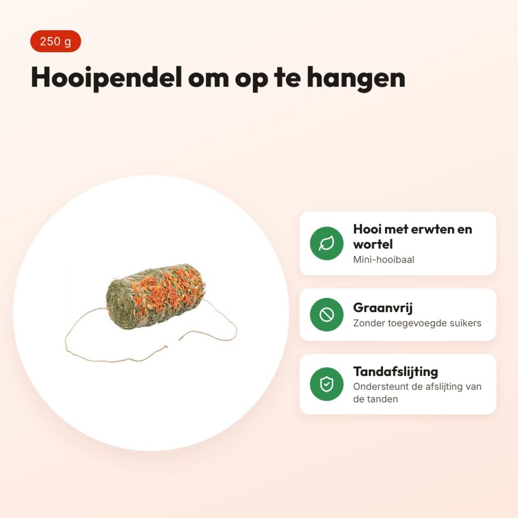Trixie hooipendel erwten en wortel 250 g – snack voor knaagdieren – voordelen