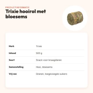 Trixie hooirol met bloesems 500 g – snack voor knaagdieren – productinformatie