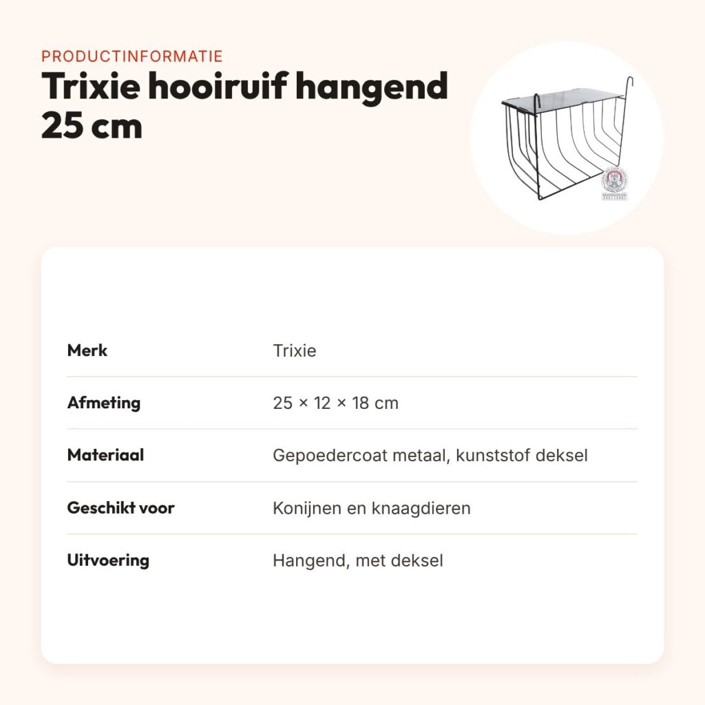 Trixie hooiruif hangend met deksel 25 x 12 x 18 cm – productinformatie
