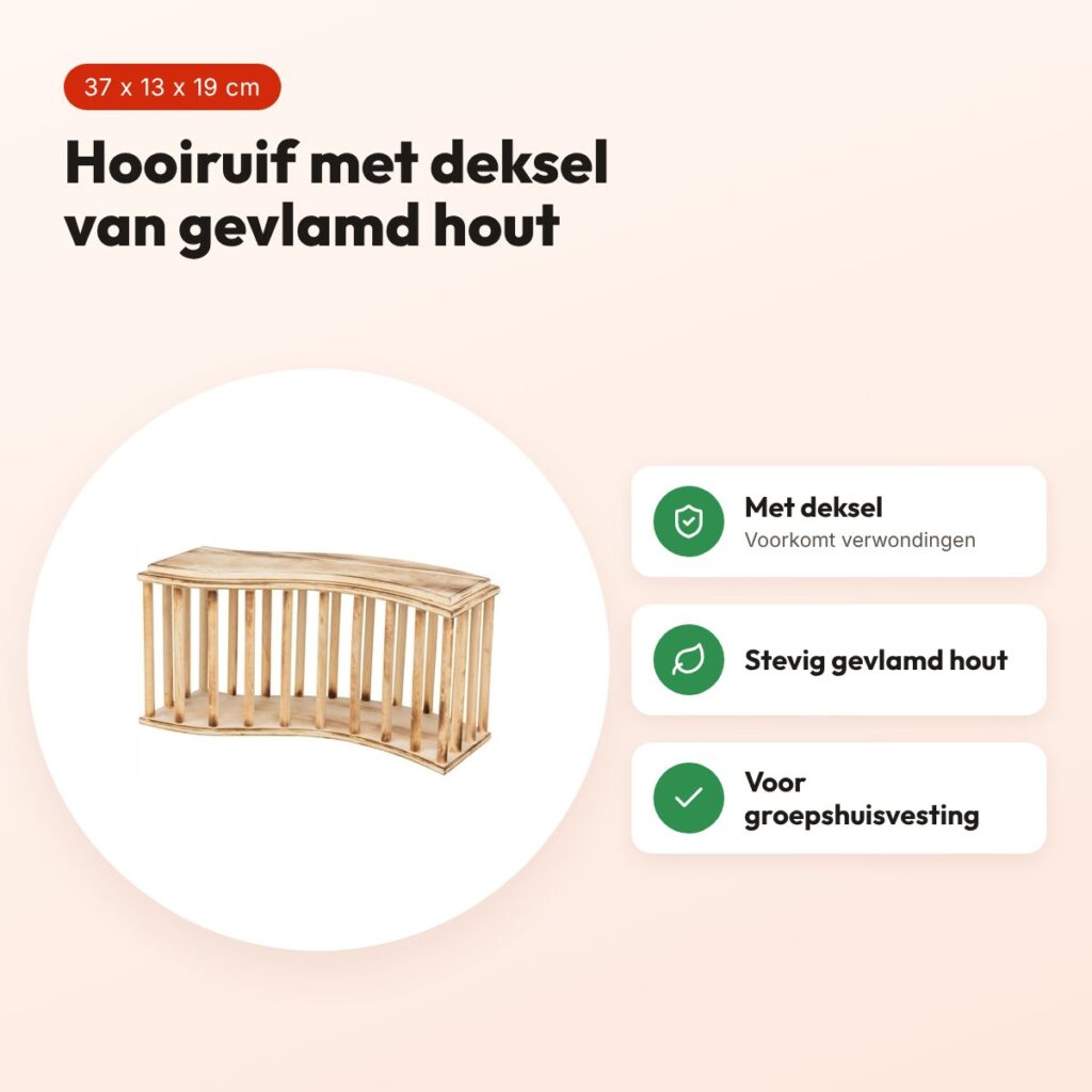 Trixie hooiruif met deksel 37 x 13 x 19 cm – gevlamd hout – voordelen