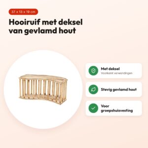 Trixie hooiruif met deksel 37 x 13 x 19 cm – gevlamd hout – voordelen