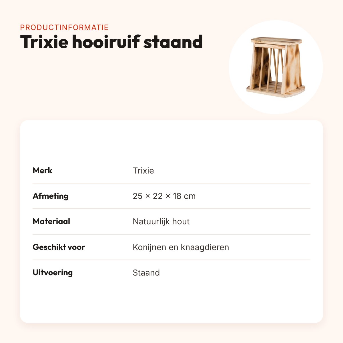 Trixie hooiruif staand 25 x 22 x 18 cm – natuurlijk hout – productinformatie