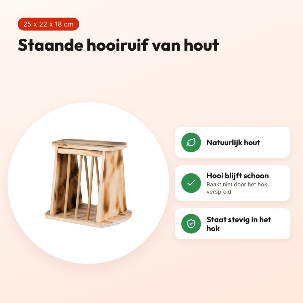 Trixie hooiruif staand 25 x 22 x 18 cm – natuurlijk hout – voordelen