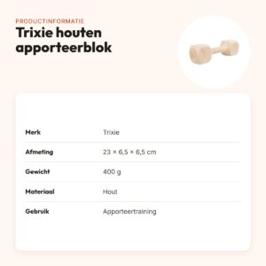 Trixie houten apporteerblok 400 g – 23 x 6,5 x 6,5 cm – productinformatie