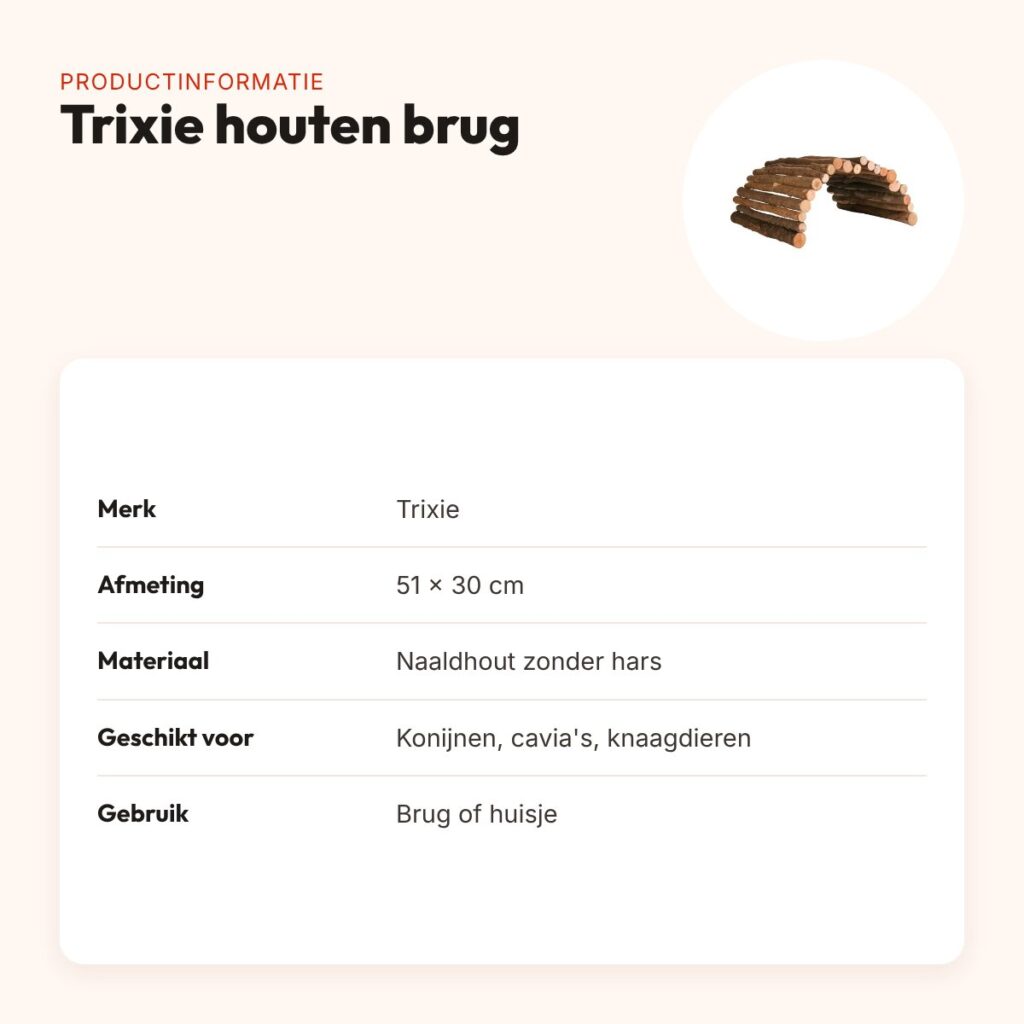 Trixie houten brug 51 x 30 cm – brug of huisje voor knaagdieren – productinformatie