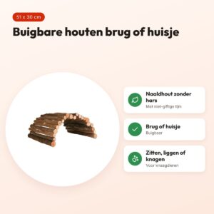 Trixie houten brug 51 x 30 cm – brug of huisje voor knaagdieren – voordelen