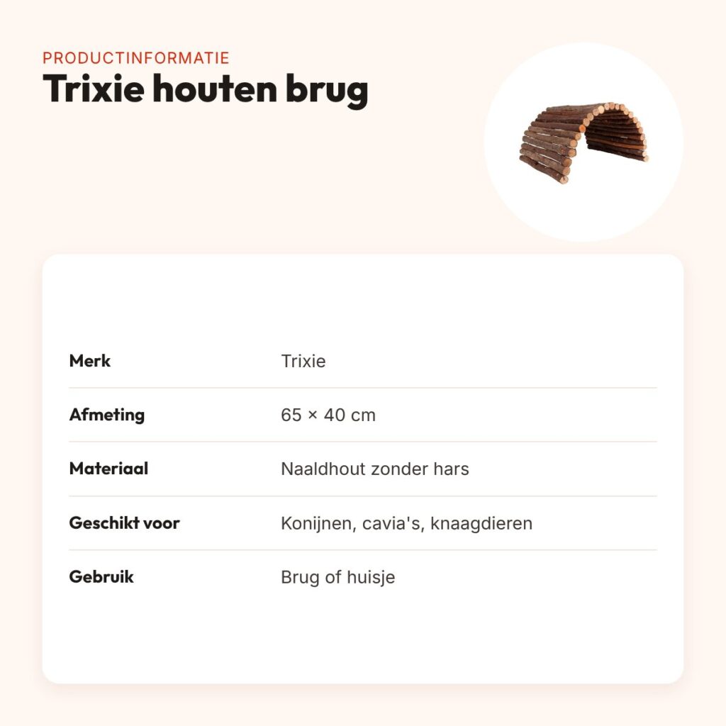 Trixie houten brug 65 x 40 cm – brug of huisje voor knaagdieren – productinformatie