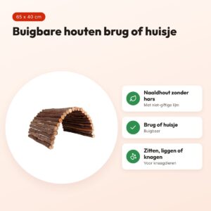 Trixie houten brug 65 x 40 cm – brug of huisje voor knaagdieren – voordelen