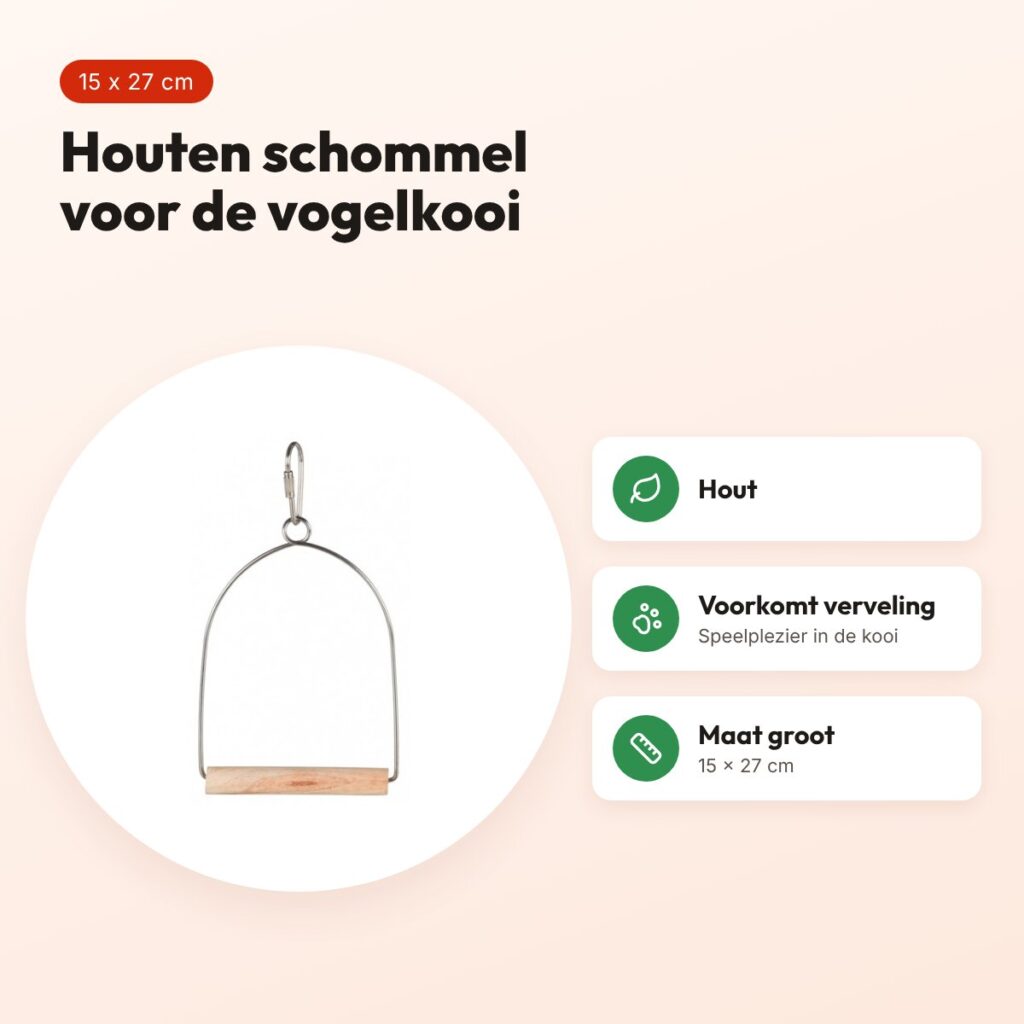 Trixie houten schommel groot 15 x 27 cm – voor vogelkooi – voordelen