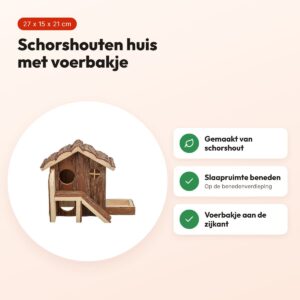 Trixie huis Henna 27 x 15 x 21 cm – schorshout, voor hamsters – voordelen