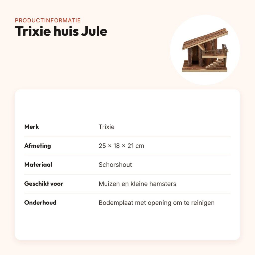 Trixie huis Jule 25 x 18 x 21 cm – schorshout, voor hamsters – productinformatie