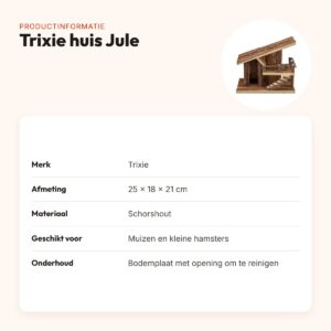 Trixie huis Jule 25 x 18 x 21 cm – schorshout, voor hamsters – productinformatie
