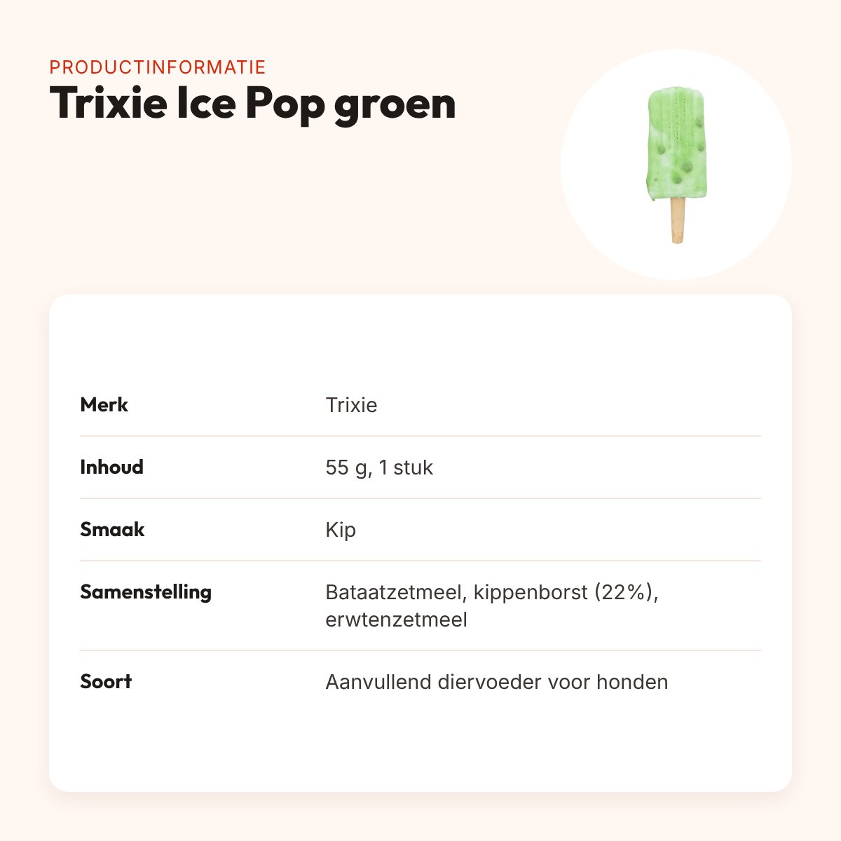 Trixie Ice Pop hondensnack groen 55 g – kipsmaak – productinformatie