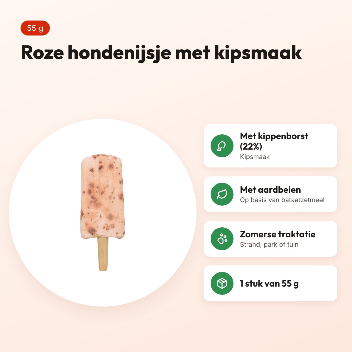 Trixie Ice Pop hondensnack roze 55 g – kipsmaak – voordelen