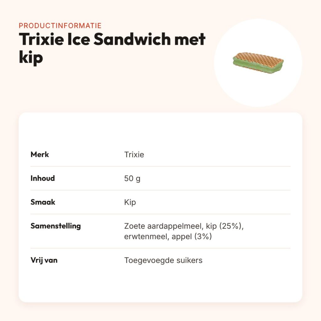 Trixie Ice Sandwich hondensnack met kip 50 g – zonder toegevoegde suikers – productinformatie
