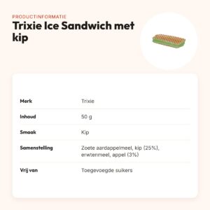 Trixie Ice Sandwich hondensnack met kip 50 g – zonder toegevoegde suikers – productinformatie
