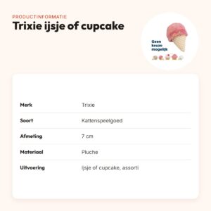 Trixie ijsje of cupcake van pluche met catnip 7 cm – assorti – productinformatie