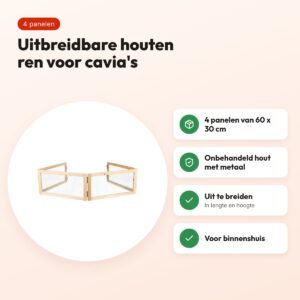 Trixie Indoor ren cavia 4 panelen 4 x 60 x 30 cm – hout, uitbreidbaar – voordelen