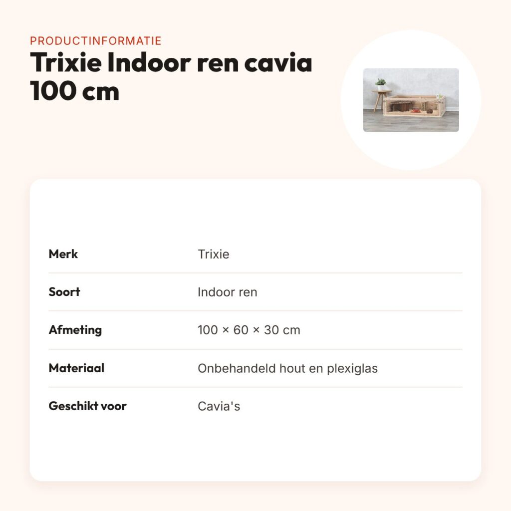 Trixie Indoor ren cavia hout/plexiglas 100 x 60 x 30 cm – productinformatie
