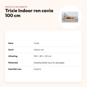 Trixie Indoor ren cavia hout/plexiglas 100 x 60 x 30 cm – productinformatie