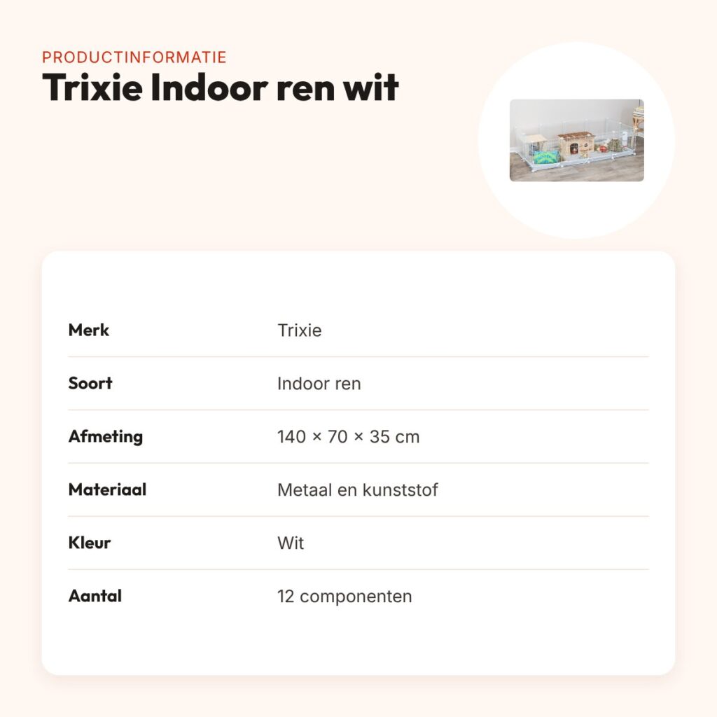 Trixie Indoor ren knaagdieren metaal/kunststof wit 140 x 70 x 35 cm – productinformatie