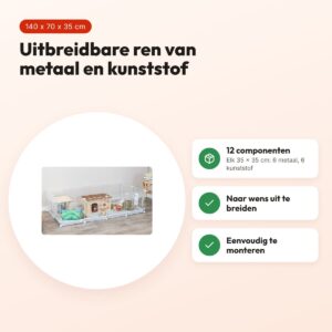 Trixie Indoor ren knaagdieren metaal/kunststof wit 140 x 70 x 35 cm – voordelen
