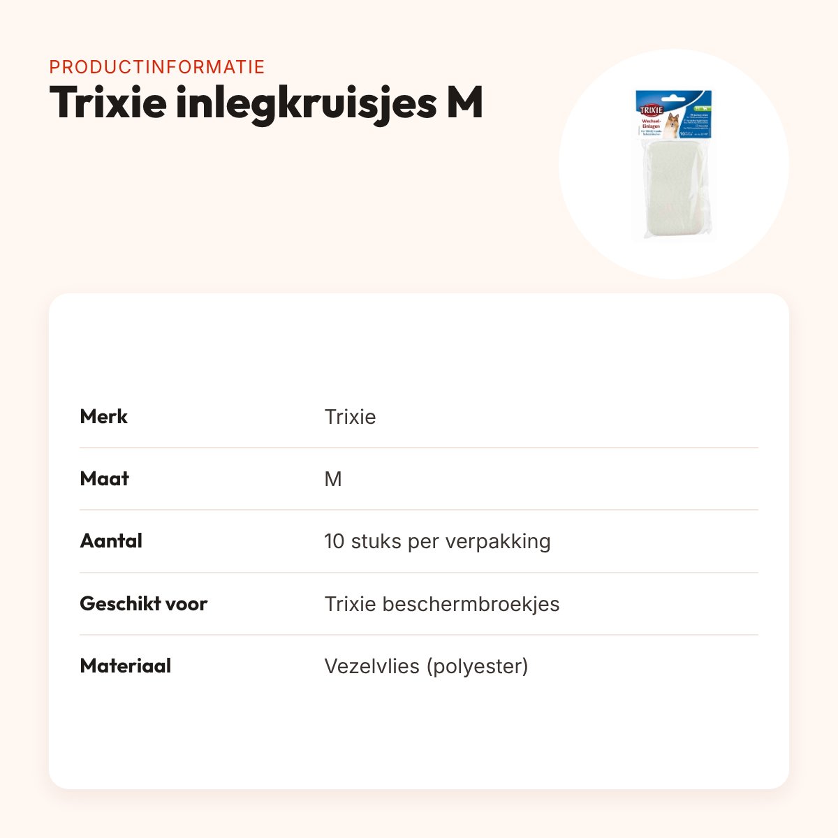 Trixie inlegkruisjes voor beschermbroekjes M – 10 stuks – productinformatie