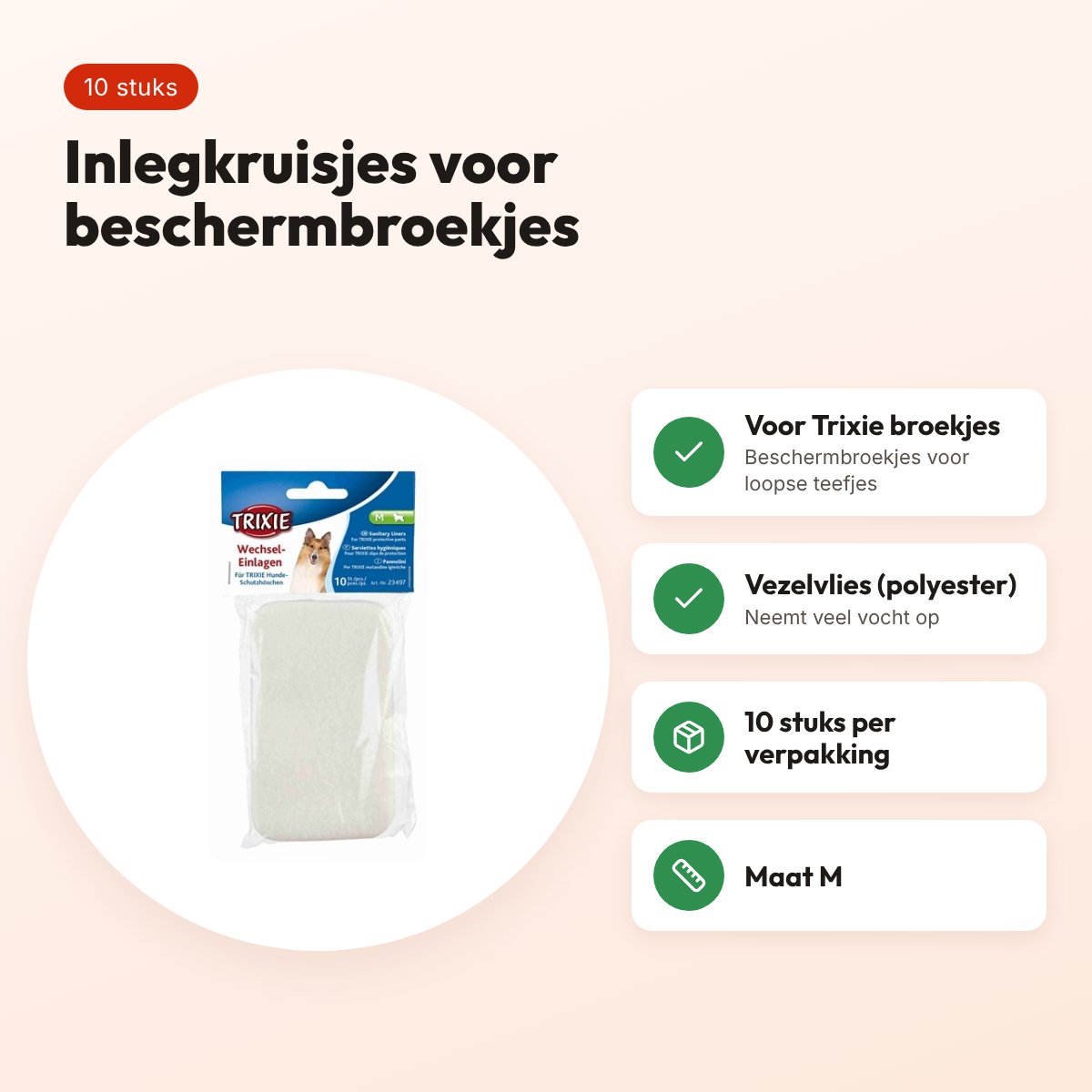Trixie inlegkruisjes voor beschermbroekjes M – 10 stuks – voordelen