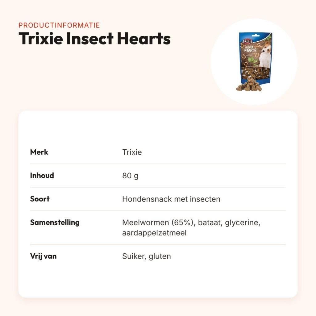 Trixie Insect Hearts met meelwormen 80 g – glutenvrije hondensnack – productinformatie