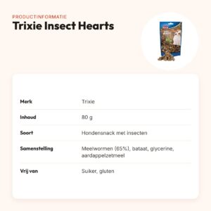 Trixie Insect Hearts met meelwormen 80 g – glutenvrije hondensnack – productinformatie