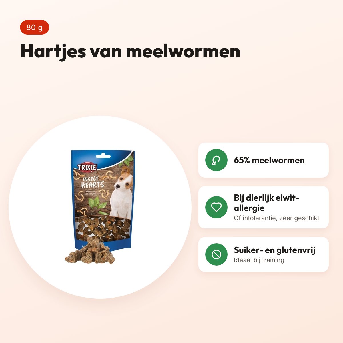 Trixie Insect Hearts met meelwormen 80 g – glutenvrije hondensnack – voordelen