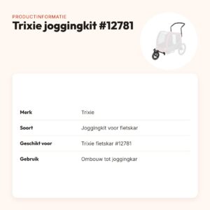 Trixie joggingkit voor fietskar #12781 – met zwenkwiel en rem – productinformatie