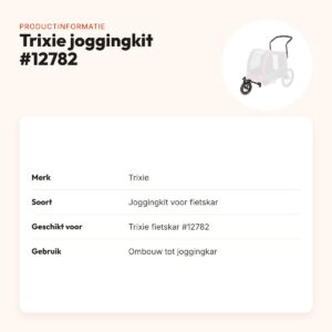 Trixie joggingkit voor fietskar #12782 – met zwenkwiel en rem – productinformatie