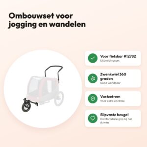 Trixie joggingkit voor fietskar #12782 – met zwenkwiel en rem – voordelen