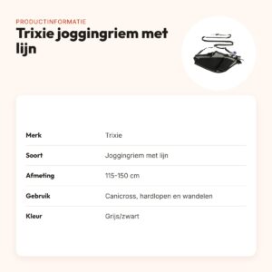 Trixie joggingriem met lijn grijs/zwart 115-150 cm – voor canicross – productinformatie