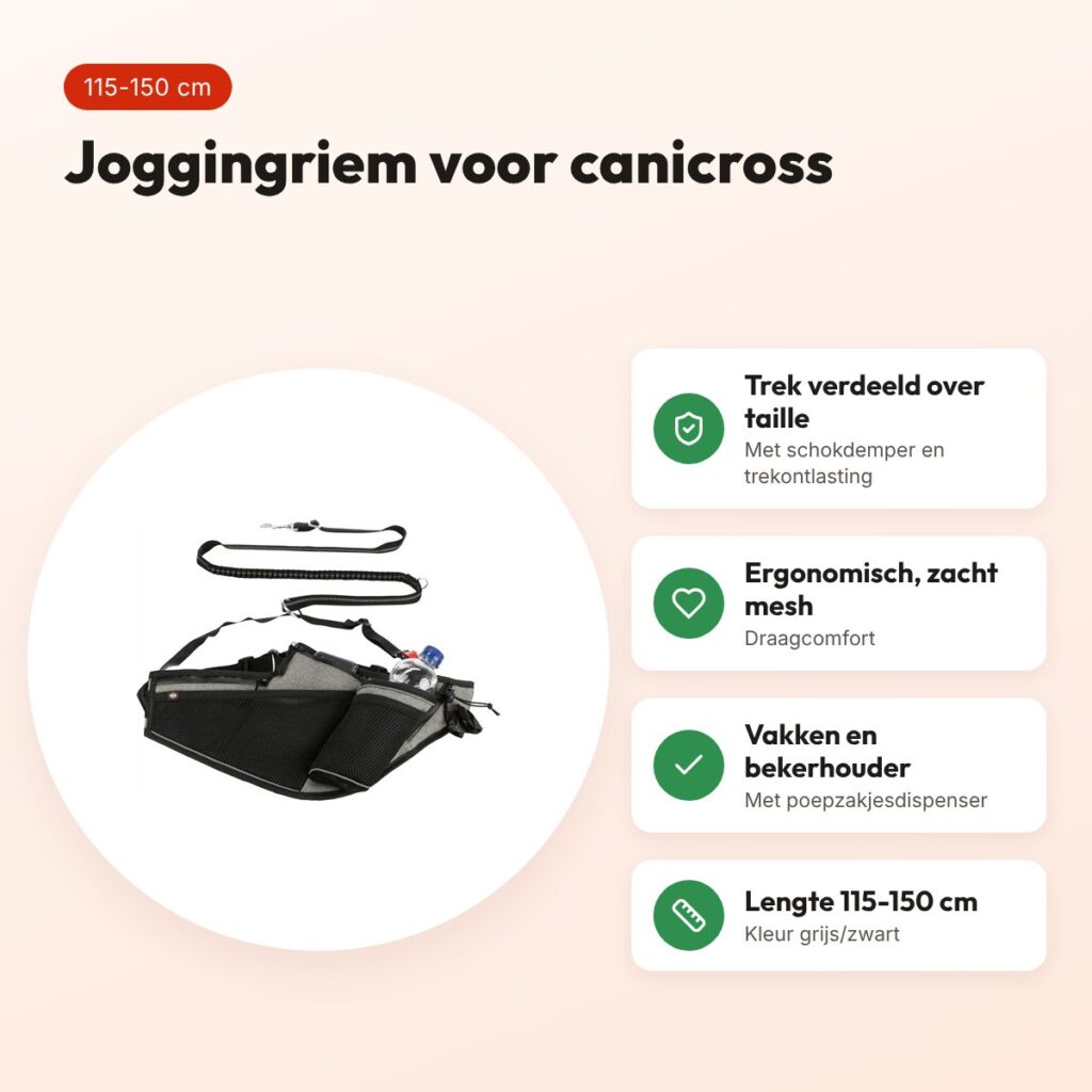 Trixie joggingriem met lijn grijs/zwart 115-150 cm – voor canicross – voordelen
