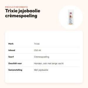 Trixie jojobaolie crèmespoeling hond 250 ml – doorkambare vacht – productinformatie