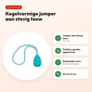 Trixie Jumper kegel aan touw Super Strong TPR petrol 33 x 5 x 5 cm – voordelen