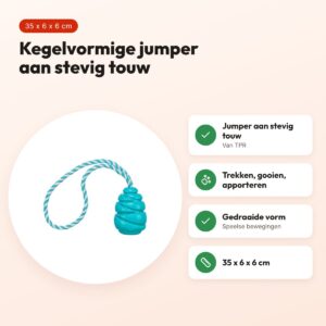 Trixie Jumper kegel aan touw Super Strong TPR petrol 35 x 6 x 6 cm – voordelen
