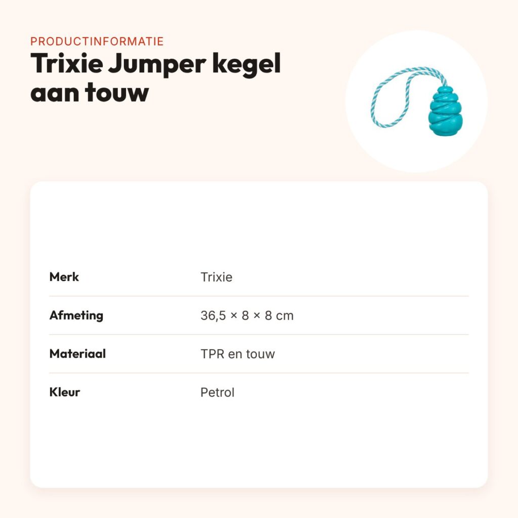 Trixie Jumper kegel aan touw Super Strong TPR petrol 36,5 x 8 x 8 cm – productinformatie
