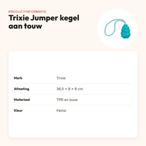 Trixie Jumper kegel aan touw Super Strong TPR petrol 36,5 x 8 x 8 cm – productinformatie