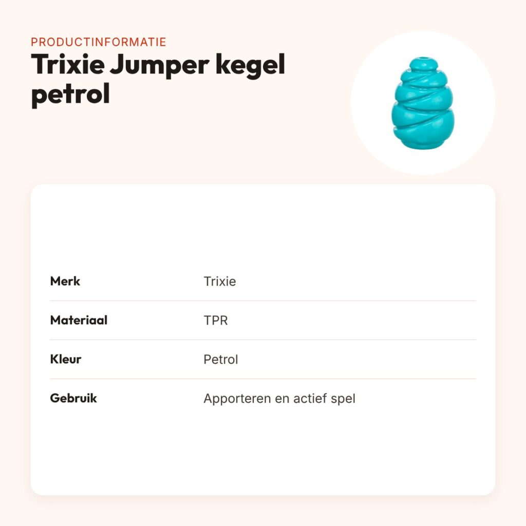 Trixie Jumper kegel Super Strong TPR petrol 7,5 x 5 cm – hondenspeeltje – productinformatie