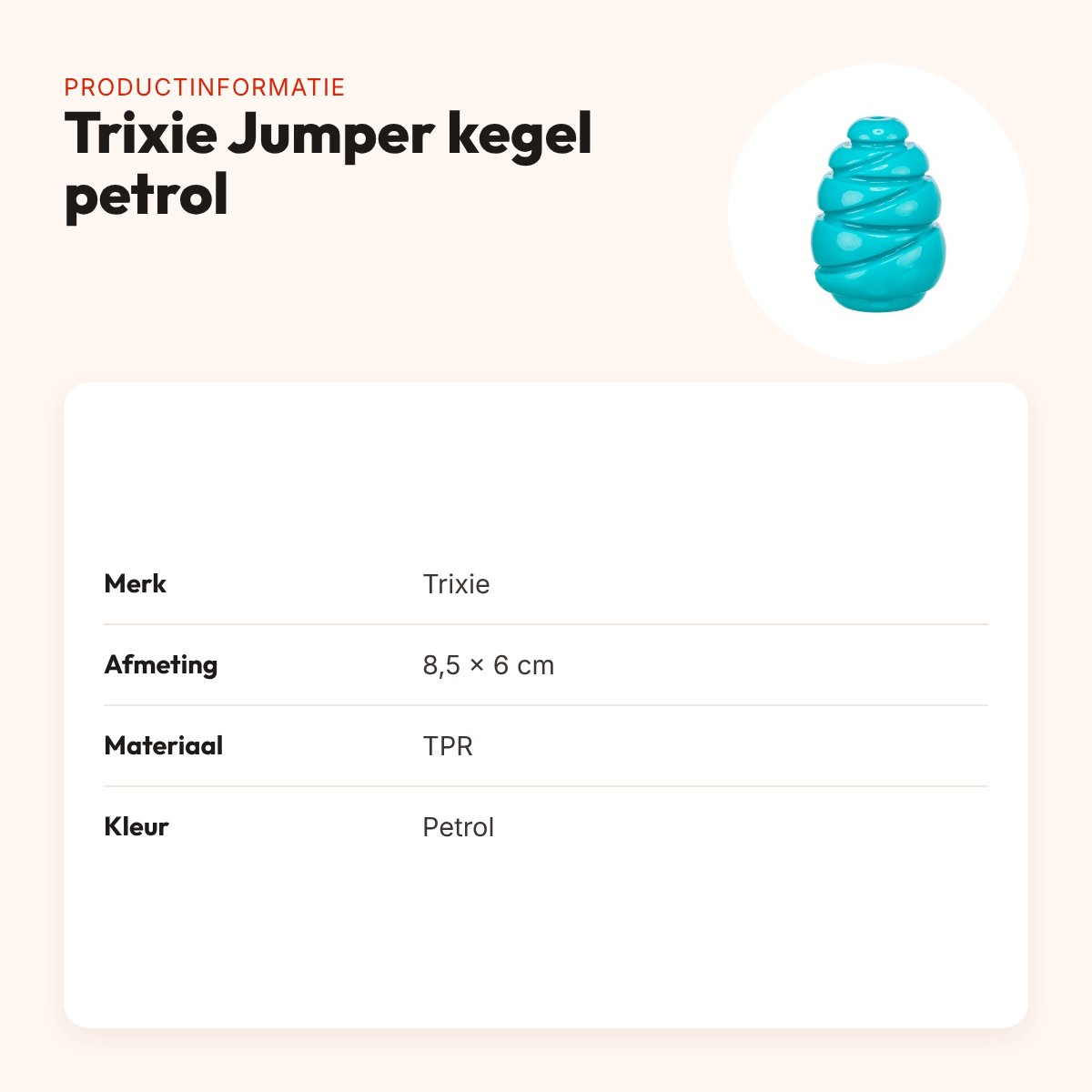 Trixie Jumper kegel Super Strong TPR petrol 8,5 x 6 cm – hondenspeeltje – productinformatie
