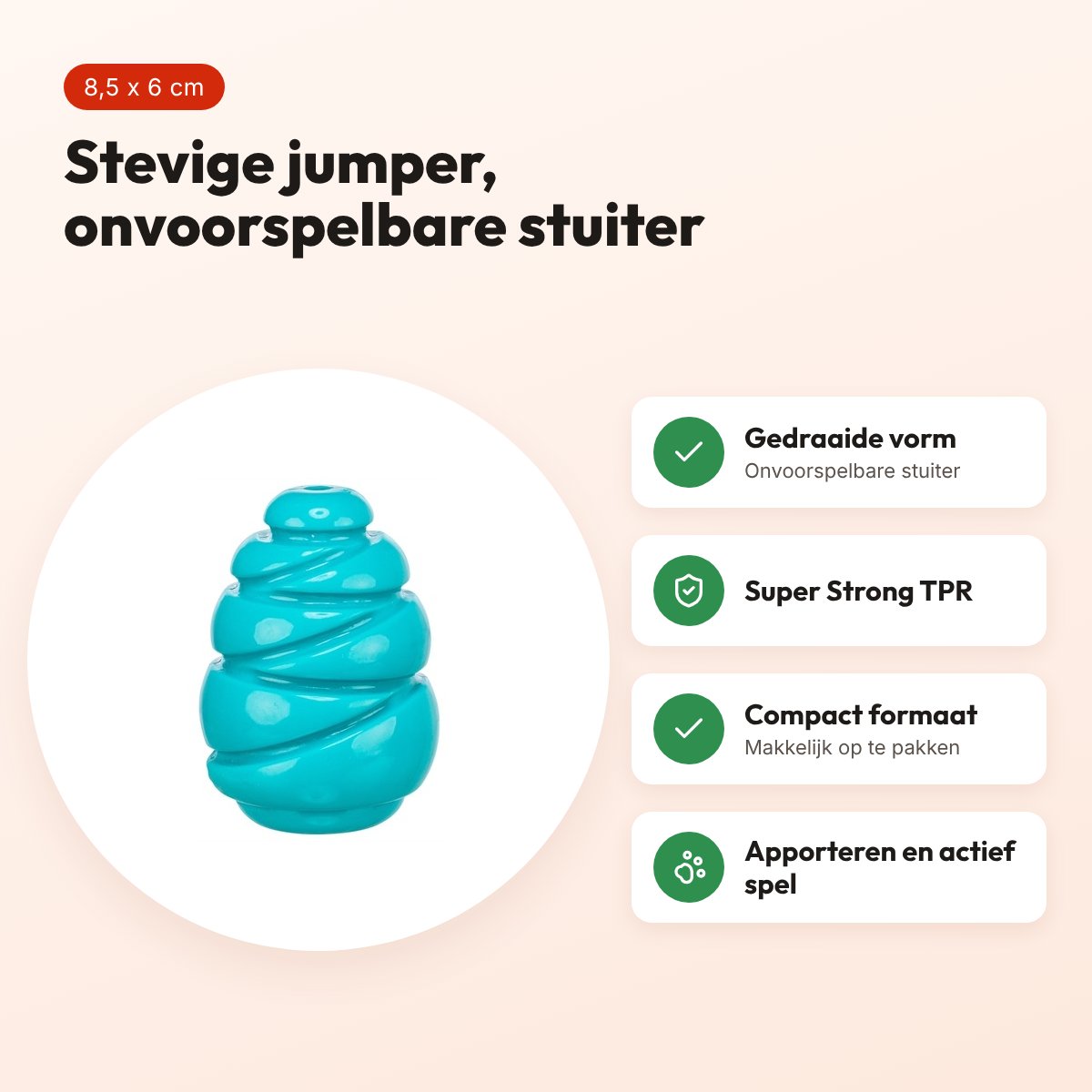 Trixie Jumper kegel Super Strong TPR petrol 8,5 x 6 cm – hondenspeeltje – voordelen