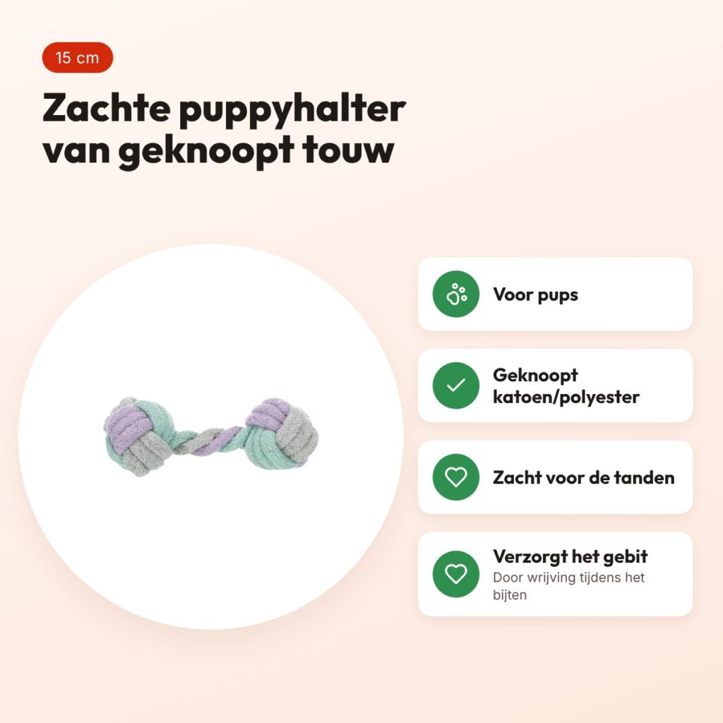 Trixie Junior halter touw 15 cm – geknoopt katoen/polyester voor pups – voordelen