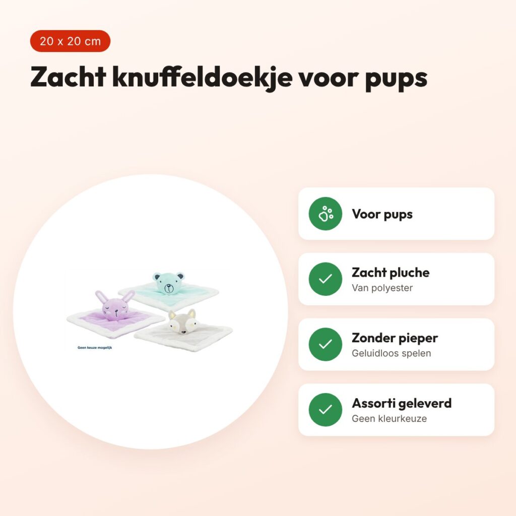Trixie Junior knuffeldoekje pluche 20 x 20 cm – voor pups, assorti – voordelen