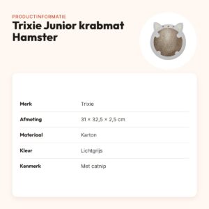 Trixie Junior krabmat Hamster met catnip lichtgrijs 31 x 32,5 x 2,5 cm – productinformatie