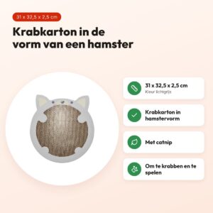 Trixie Junior krabmat Hamster met catnip lichtgrijs 31 x 32,5 x 2,5 cm – voordelen